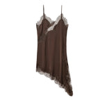 MUJER 2025 Lace Slip Dress Woman Black Backless Short Dresses for Women Asymmetric Party Women's Summer Dress Satin Sexy Dresses - Matrix-studios.com