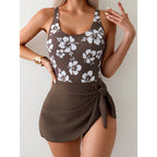 2026 New Printed One-Piece Dress-Style Women Swimsuit - Flattering Slimming Tummy Control Swimwear for Beach - Matrix Studios