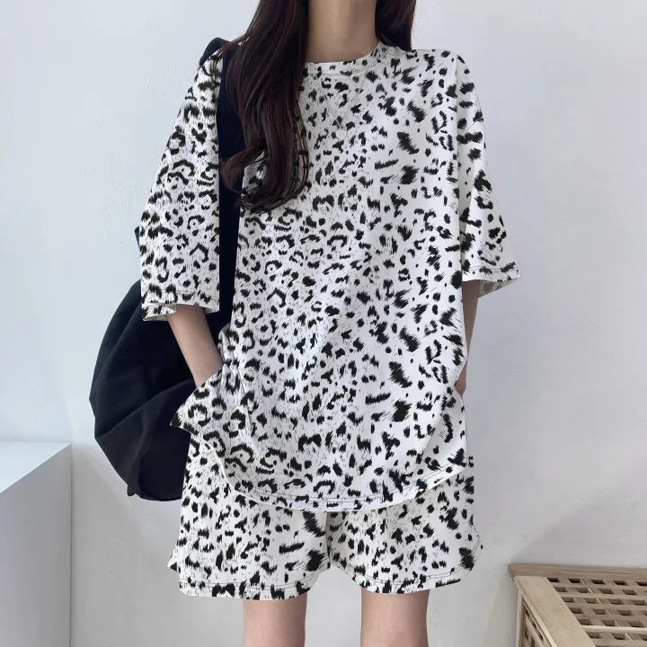 Women T-Shirt Shorts Suit Set Casual Tie Dye Loose Tshirt and Wide Leg Middle Shorts with Pockets Female Soft Summer Shorts Sets - Matrix-studios.com