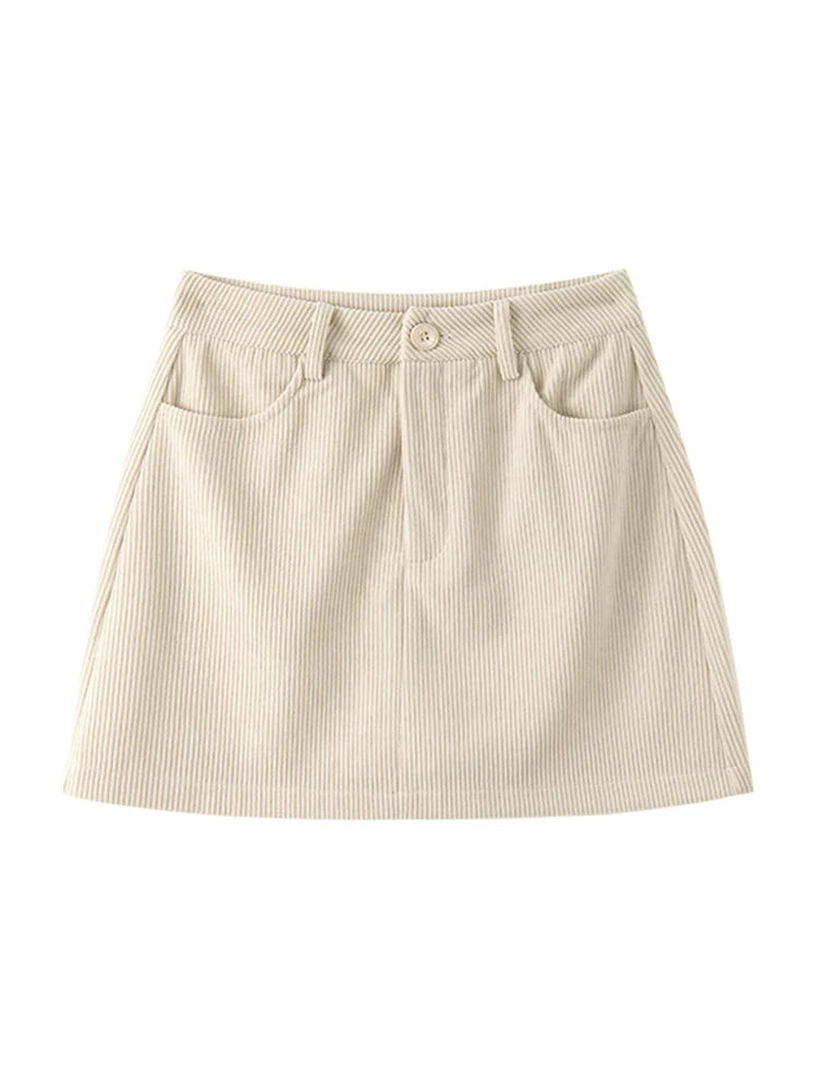 Autumn Corduroy Mini Skirt Burgundy For Women Brown Vintage A Line Short Skirts With Shorts Inside For Women Skirt Corduroy Fall - Matrix-studios.com