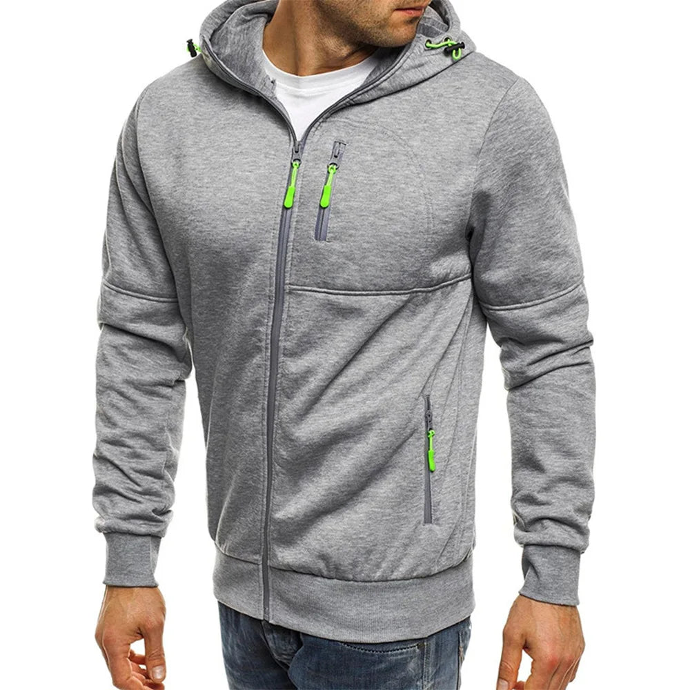Men's Sweater Cardigan Hooded Jacket Zipper Pocket Jacquard Jacket Sports Fitness Outdoor Leisure Running Solid Color Sportswear - Matrix Studios