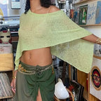 Women Knit Cover-ups Summer Autumn See-through Irregular Loose Pullover Summer Beach Smock Crop Tops Bikinis Cover Ups - Matrix Studios