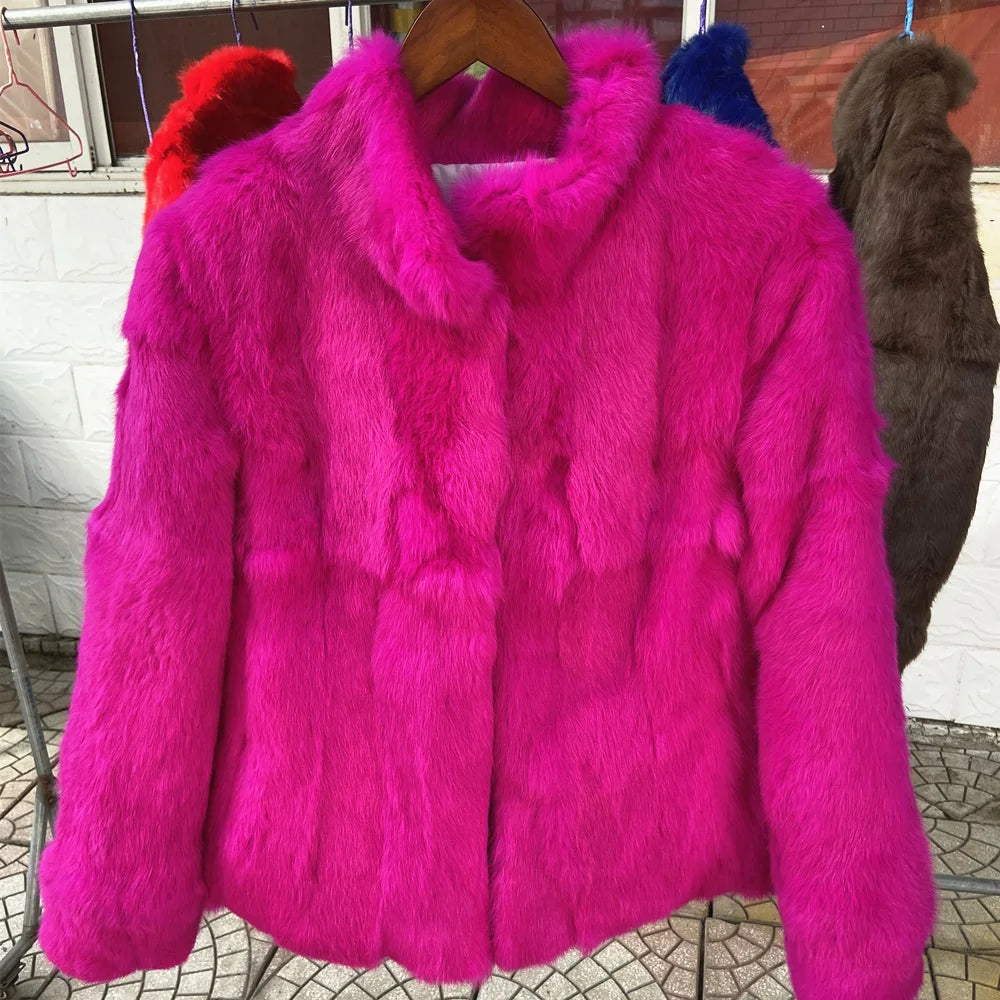 Fancy Rani Natural Rabbit Fur Coat Women Winter Jacket Real Leather And Fur Women's Clothing Female Outerwears With 2024 - Matrix Studios