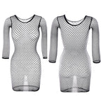1PC Women Sexy Fishnet Beach Cover Up Long Sleeves Hollow Out Bodycon Dress See Through Summer Swimwear - Matrix Studios