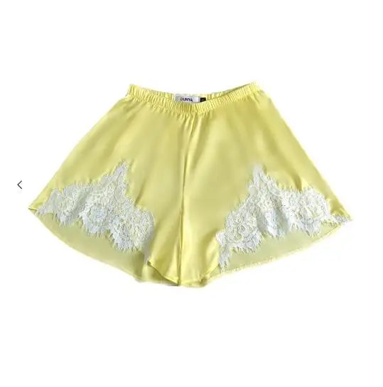 Cute Women Satin Silk Lace Trim Shorts Silky Low Rise Boxer Shorts Y2k Teen Girls Y2K Coquette Lounge Slip Bottoms - Matrix Studios