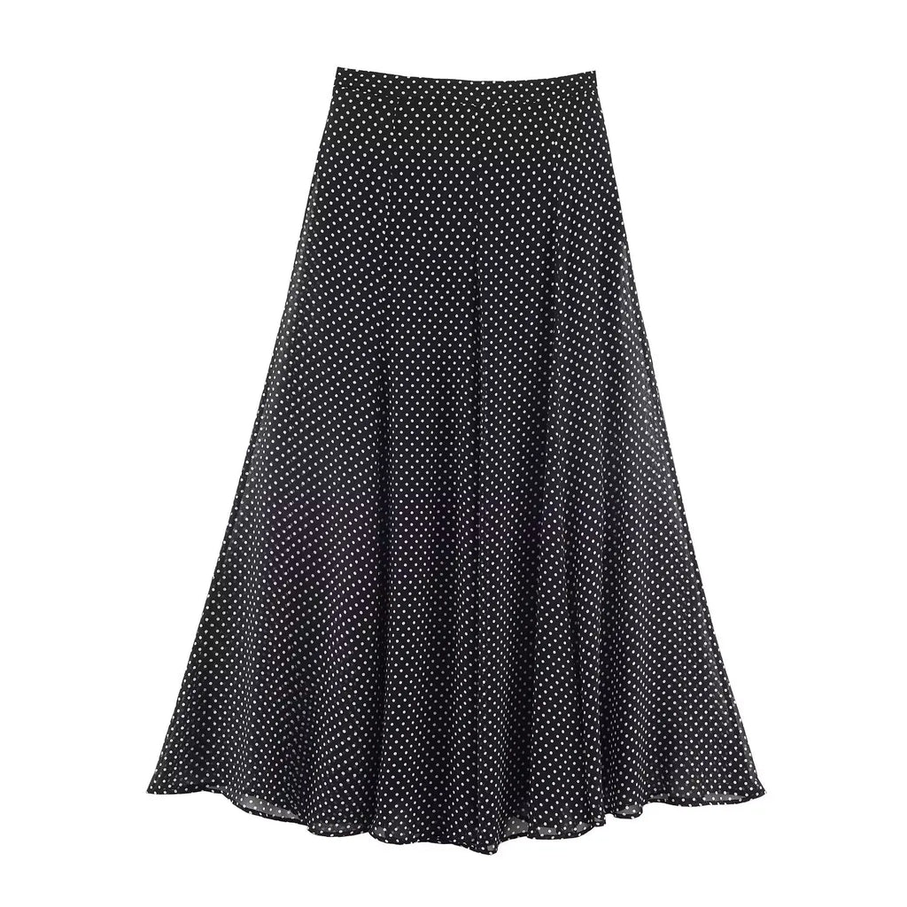 KONDALA Vintage Polka Dot Women Sets Chiffon Bow Tie Loose Blouses Loose Long Skirts Fashion 2026 Spring Summer Holiday Suits - Matrix-studios.com