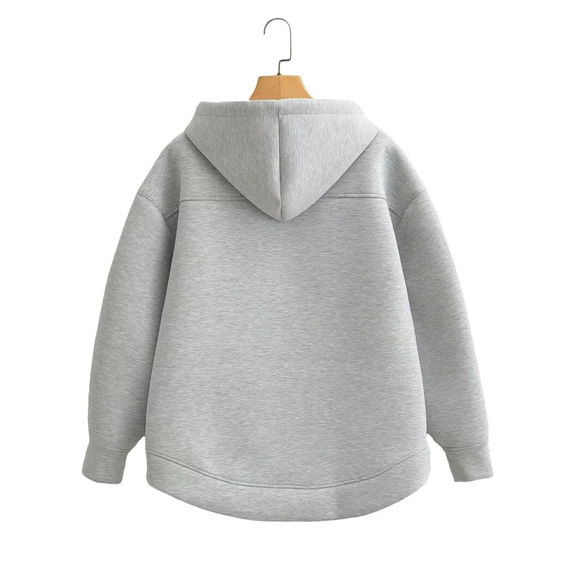 KEYANKETIAN Winter New Women's Zipper Hoodie High Street Unisex style Double Pockets Oversize Loose Sweatshirts Outerwear Top - Matrix Studios
