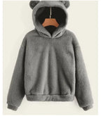Autumn Winter Women's Hoodies Winter Women Long Sleeve Rabbit Ear Hood Sweatshirt Cute Plush Warm Casual Hoodie Tops - Matrix Studios
