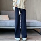 Women Wide Leg Corduroy Pants Autumn Winter Women Basic Elastic Waist Stright Long Pants Casual Female Long Pants Trousers