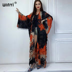 WINYI Summer Kimono Tie-Dyed Cardigan Elegant Bikini Cover-Up Cardigan Swimsuit Beach Outfits for Women Dress Fashion Kaftan - Matrix Studios