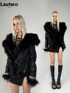 Lautaro Autumn Winter Short Black Thick Warm Soft Shaggy Faux Sheepskin Coat Women Luxury Designer Clothes Fluffy Jacket 2026 - Matrix Studios