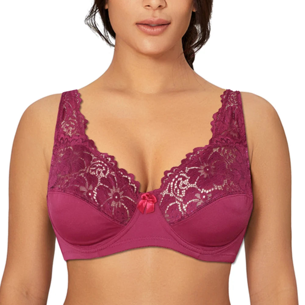 Bras For Womens Lingerie Top Female Lace Bra Underwire Plus Size Brassiere Perspective Sexy Underwear B C D DD E F Cup - Matrix Studios