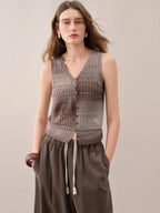FSLE【Premium Series】 2026 Summer Women's Relaxed Fit Knitted Vest - Vacation Style Sleeveless Top for Resort Outings - Matrix Studios