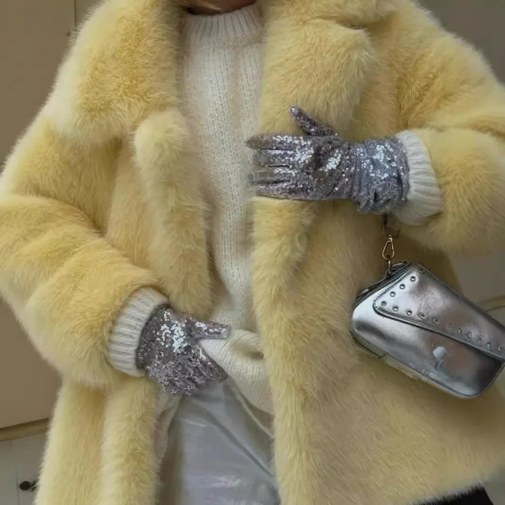 Autumn Winter Thick Warm Faux Fur Coat Medium Length Fox Fur Coat Casual High Quality Fluffy Jacket Abrigos De Peluche De Mujer - Matrix Studios