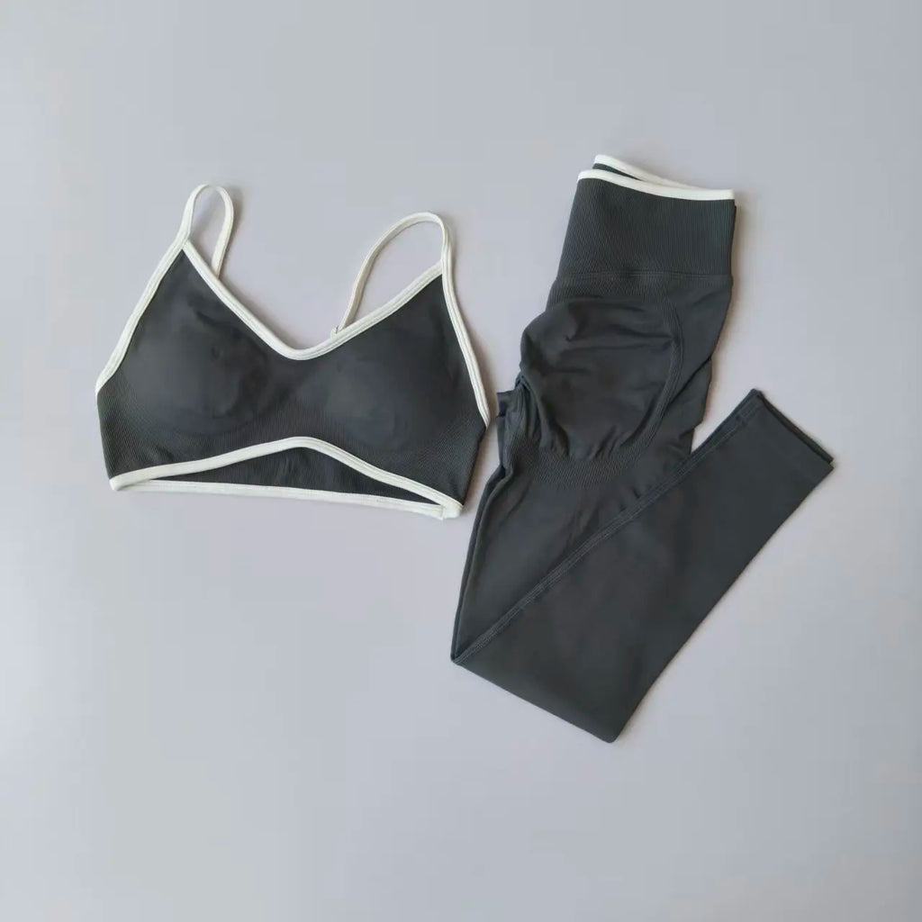 Seamless 2PCS Legging Sets Women's Strappy Sports Bras and Leggings High Waist Fitness Sculpt Leggings Running Pants Gym Suits - Matrix-studios.com