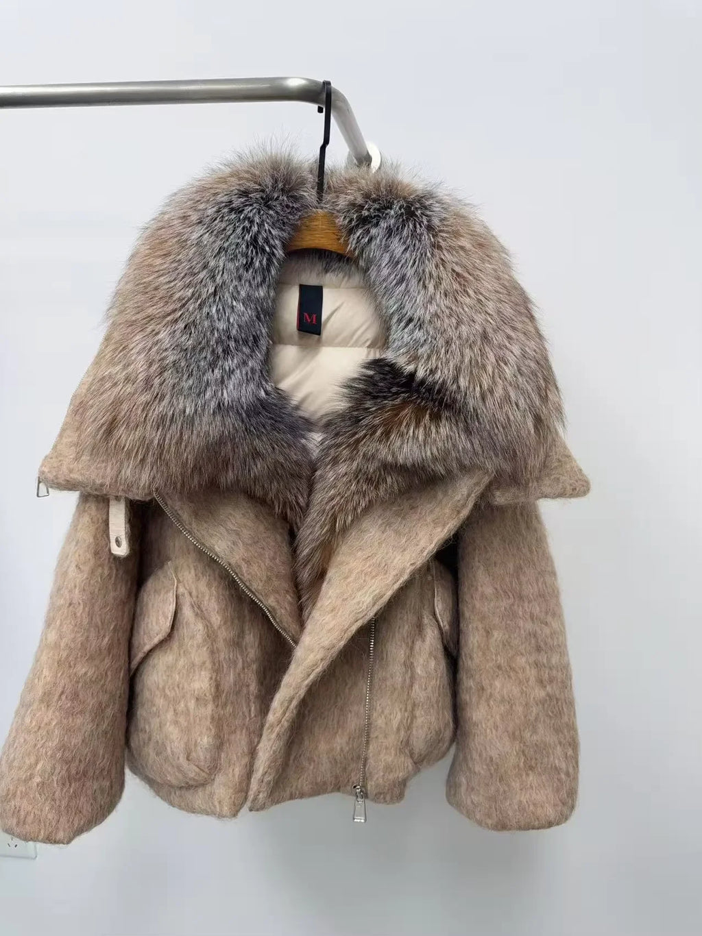 CXFS 2026 New Winter Fashion Wool Coat Splicing Down Jacket Lining With Oversized Fox Fur Collar Thick Warm Women's Coat - Matrix Studios