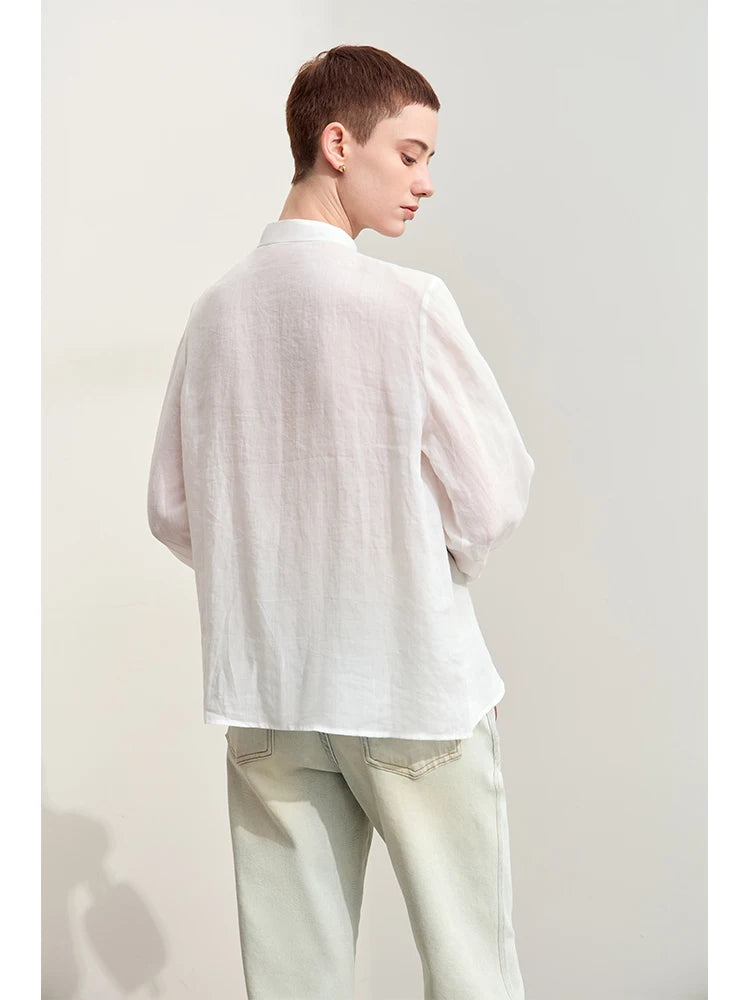 Amii Minimalism Women Shirts 2026 Autumn New Chinese Stand Collar Lace Decal Shirt Fashion Female Shell Button Blouses 12443001 - Matrix-studios.com