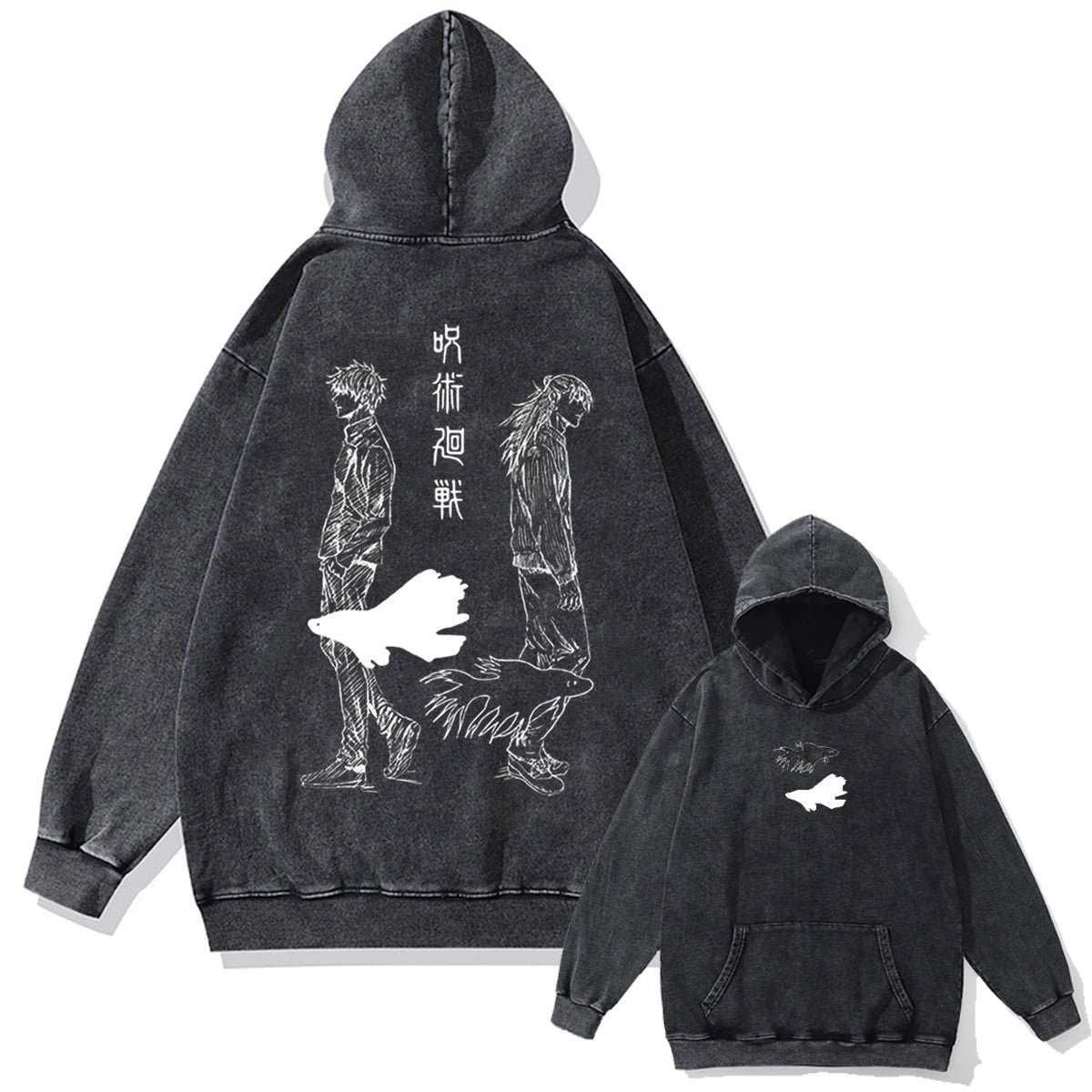 Japanese Anime Jujutsu Kaisen Print Hooded Pullover Men Hip Hop Sweatshirt Vintage Hoodie Harajuku Cotton Sweatshirts - Matrix Studios