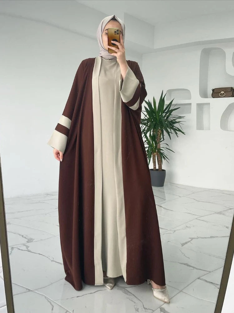 Eid Muslim Dress & Abayas for Women 2 Piece Set Musulman Ensembles Morocco Ramadan Caftan Abaya Kaftan Dubai Arab Long Robe 2024 - Matrix-studios.com