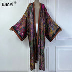 WINYI Summer Bohemian Kimono Beach Cover-Up Swim Suit Elegant African Women Boho Cardigan Sexy Holiday Long Sleeve Beach Dress - Matrix Studios
