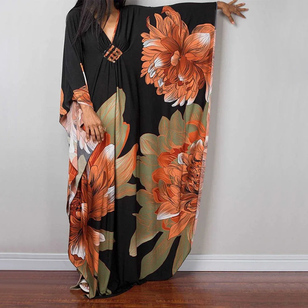 Maxi Long Dress Summer Sunscreen Smock Casual Vacation Swimsuit Cover Up Dress Loose Bathing Suit Beachwear Shirt for Women - Matrix Studios