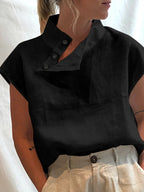 ZANZEA Fashion Women Blouses 2024 Summer Cotton Linen Blusas Mujer Stylish White Shirt Elegant Short Sleeve Tunics Lightweight - Matrix-studios.com