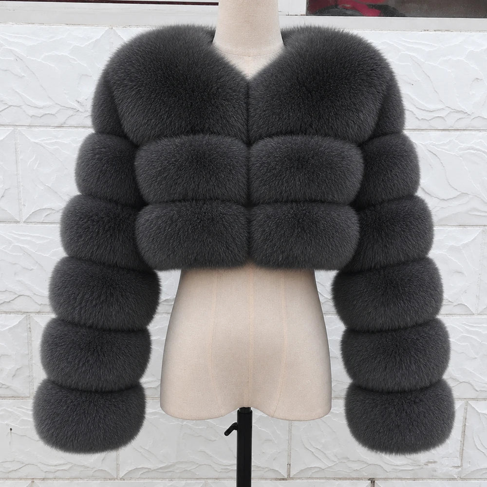 QUEENTINA Real Fox Fur Coat 30cm Women'S New Fashion Winter Leather And Skin White Clothing Natural New In Coats & Jackets - Matrix Studios