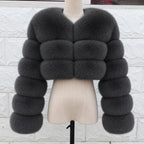 QUEENTINA Real Fox Fur Coat 30cm Women'S New Fashion Winter Leather And Skin White Clothing Natural New In Coats & Jackets - Matrix Studios