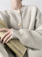 AOSSVIAO Women Cardigans Sweater O-neck Autumn Winter Knitted Loose Cardigans Solid Single Breasted Womens Sweaters - Matrix Studios