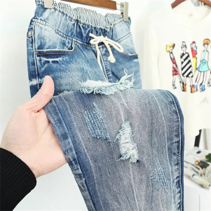Summer Ripped Boyfriend Jeans For Women Fashion Loose Vintage High Waist Jeans Plus Size Jeans 5XL Pantalones Mujer Vaqueros Q58 - Matrix-studios.com
