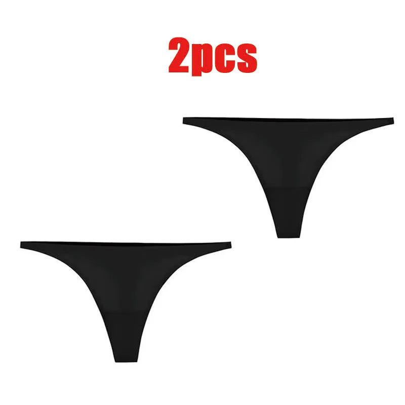 1-6pcs Seamless Panties Ice Silk Seamless Panties For Women Soft Thin Thongs Woman Satin Underwear Female Bikini String Panties - Matrix Studios