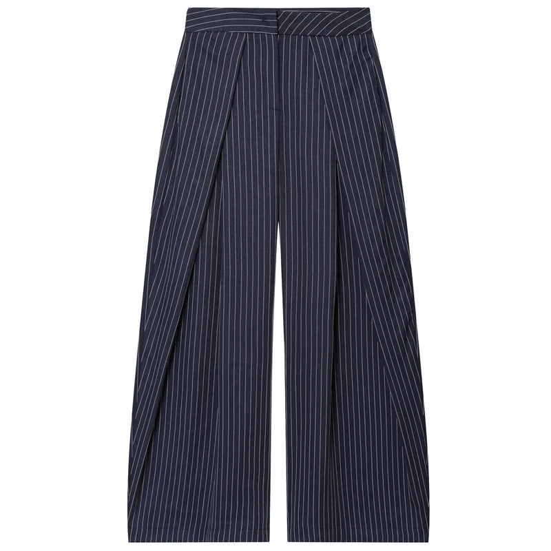 HXAO Striped Pleated Pants Women's Pants Autumn 2025 Ladies Baggy Wide Leg High Waist Pants Casual Oversize Trousers Harem Pants