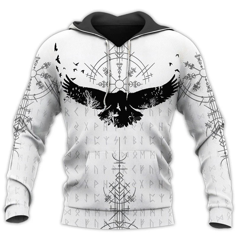 Mens Hoodies Vikings eagle Tattoo Fashion Animal pattern 3D Printed Style Casual Harajuku Hip Hop Pullover Oversized Sudaderas - Matrix Studios