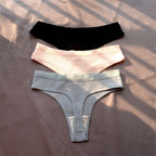 3 Pcs Seamless Ladies Ribbed Cotton Thong Simple Women's Low Waist Bikini Briefs Sports Girls Underwear Plus Size - Matrix Studios