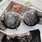 MOYISU New Arrival Luxury Pure Desire Lace Tulle Sexy Panties Lingerie Set Lilacs Embroidery Girl Boobs Big Size Big Boobs Small - Matrix-studios.com