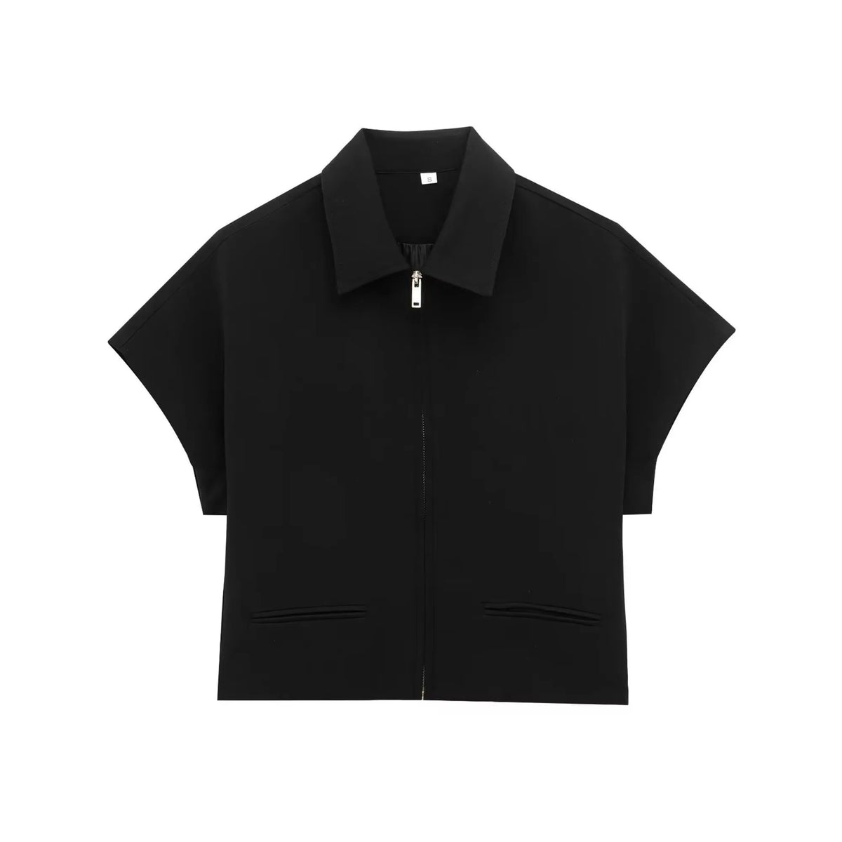 TFMLN Fashion Set For Women Summer 2025 New Slim Lapel Zipper Short Sleeve Coat Top Wide Leg Pants Two Piece Set Leisure Black - Matrix-studios.com