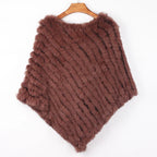 Women's Real Rabbit Fur Poncho Vest Natural Leather Winter Jacket Wrap Coat Shawl  Wedding Party Knitted Fur Vest Wholesale - Matrix Studios