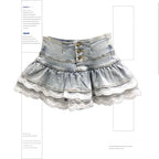 Women's Blue Black Riveted Belt Denim Skirt Y2K Harajuku High Street Fashion 90s Sexy A-line Mini Skirt Summer Clothing 2026 New - Matrix-studios.com