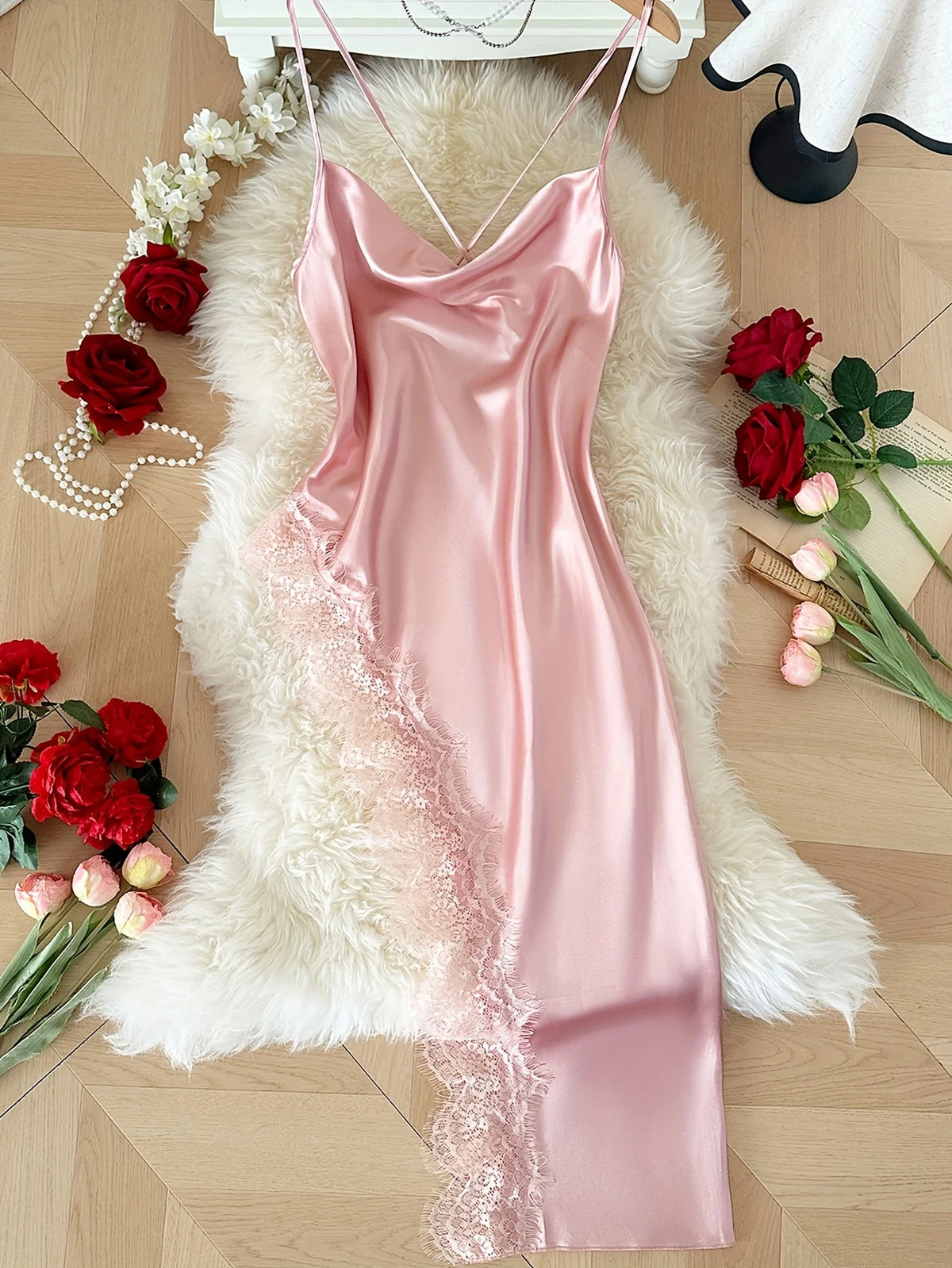 Sexy Lace Patchwork Pajamas Comfortable And Casual Long And Comfortable Women's Nightgown - Matrix-studios.com