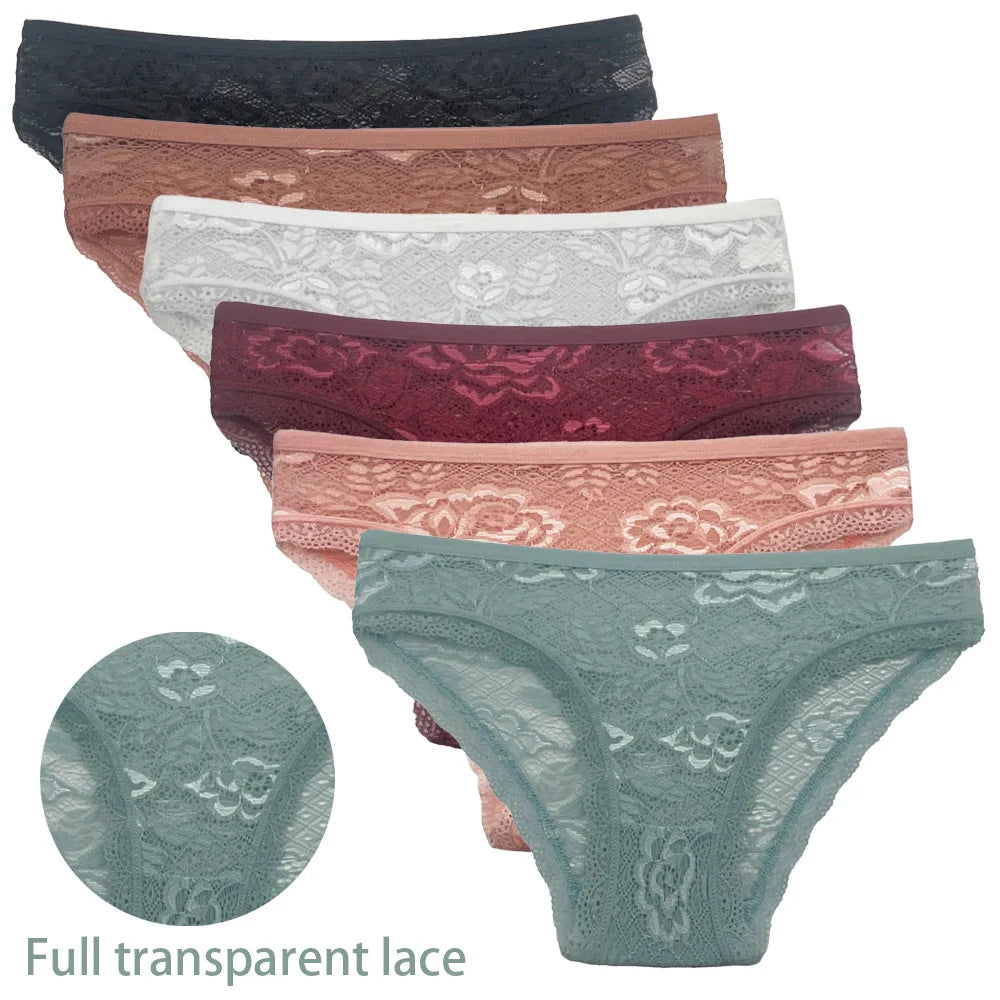 5 PCS/Set Mesh Briefs M-2XL Lace Panties Sexy Transparent Underwear Low Rise Panties Girls Intimates Lingeri - Matrix Studios