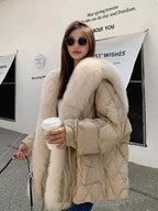 2024 Luxury Fox Fur Collar Long Coats 2024 Women Winter Soft Warm Loose Jacket Puffer Parka Female Windproof Snow Outwear Coats - Matrix Studios