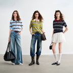 TOYOUTH Women Intellectual Striped Polo Shirt 2026 Spring New Lyocell Linen Breathable Comfort Knit Top - Matrix-studios.com