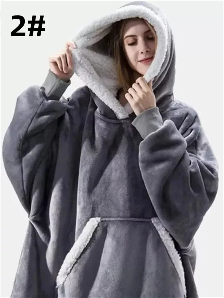 Winter Hoodies Sweatshirt Women Men Pullover Fleece Giant TV Oversized Blanket with Long Flannel Sleeves - Matrix Studios