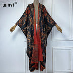 WINYI High Quality Double-Sided Print Open Abaya Dubai Luxury Coat Beach Wear Cover Up Elegant Muslim Cardigan Kimono Maxi Dress - Matrix Studios