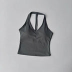 Women's Sexy V-Neck Fitness Bra Nude Sports Bra Hanging Neck Yoga Suit Vest Comfortable Breathable Gym Top for Active Wear - Matrix Studios