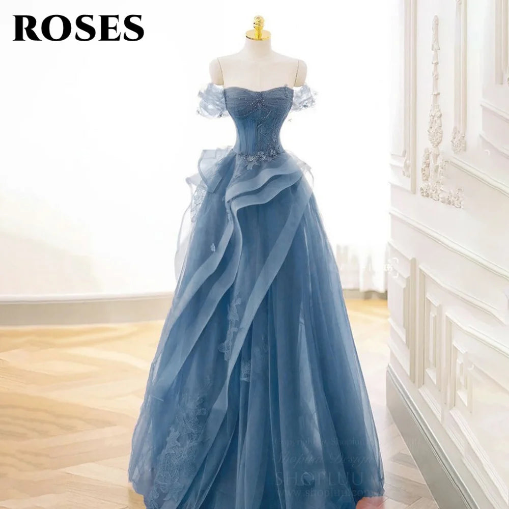 ROSES Sage Green Prom Dress Appliques Tulle Celebrity Dresses Tiered Pleat Women's Evening Dress Sweetheart Formal Gown 프롬 드 - Matrix-studios.com