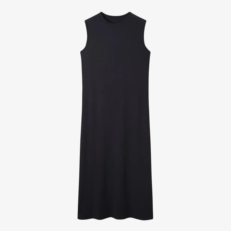 AS AW25 new design ribbing cardigan with denim collar + sleeveless maxi dress matching set for woman clothes - Matrix-studios.com