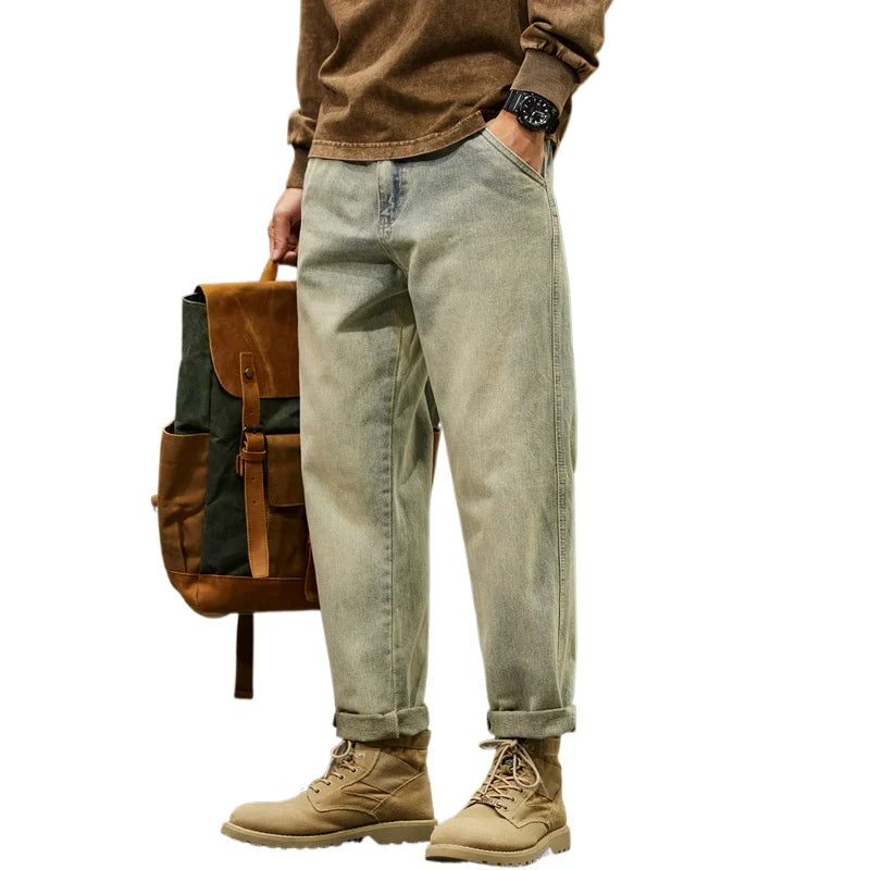 Men's 95% Cotton Jeans High Quality Loose Harem Pants Fashion Baggy Casual Outdoor Work Denim Pants Brand Men's Clothing - Matrix Studios