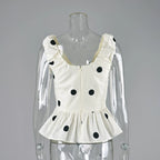 Linad Vintage Polka Dot Backless Tank Tops Summer Street Chic Slim Deep V Neck Vest Casual Ruffles Sleeveless Tops Woman 2026 - Matrix-studios.com