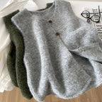 Retro Two-button New Knitted Vest for Women in Spring and Autumn Sleeveless Slit Sweater Vest - Matrix Studios